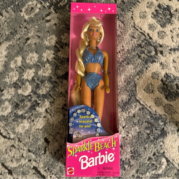 Vintage Sparkle Beach Barbie 1995 blonde twisted long hair...